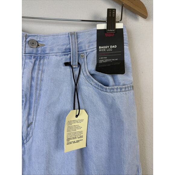 LEVI'S PREMIUM Light Mid Rise BAGGY DAD WIDE LEG Pleated Jeans Size 27 * 32 NWT - Picture 2 of 14